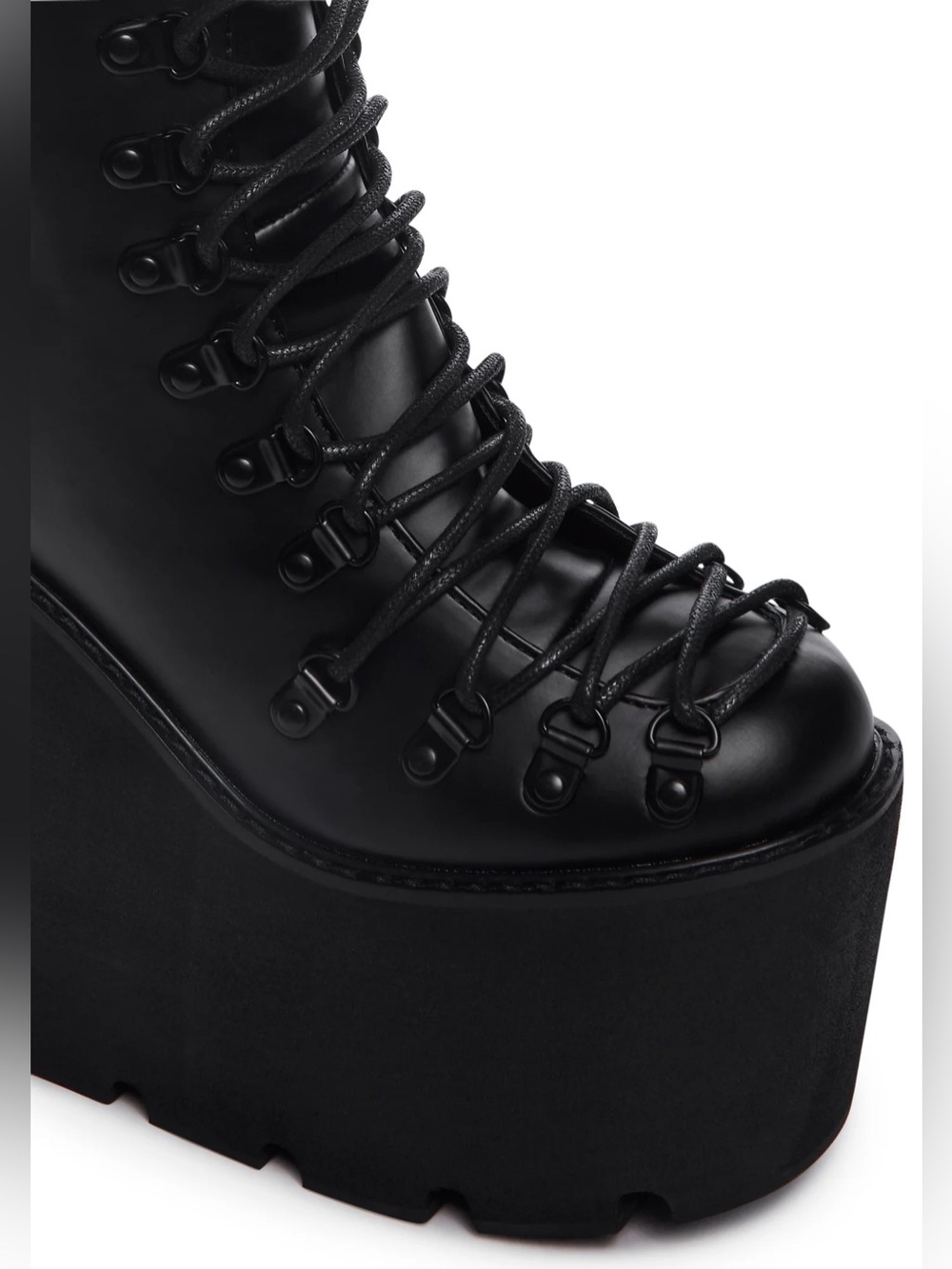 Current Mood | Traitor Black Platform Lace-Up Wedge Combat Boots | NIB | 9 - Picture 4 of 11